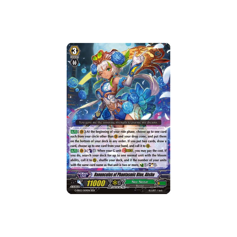 Vanguard_TCG_card_G-EB02_009EN_RRR_Ranunculus_of_Phantasmic_Blue_Ahsha_The_AWAKENING_ZOO