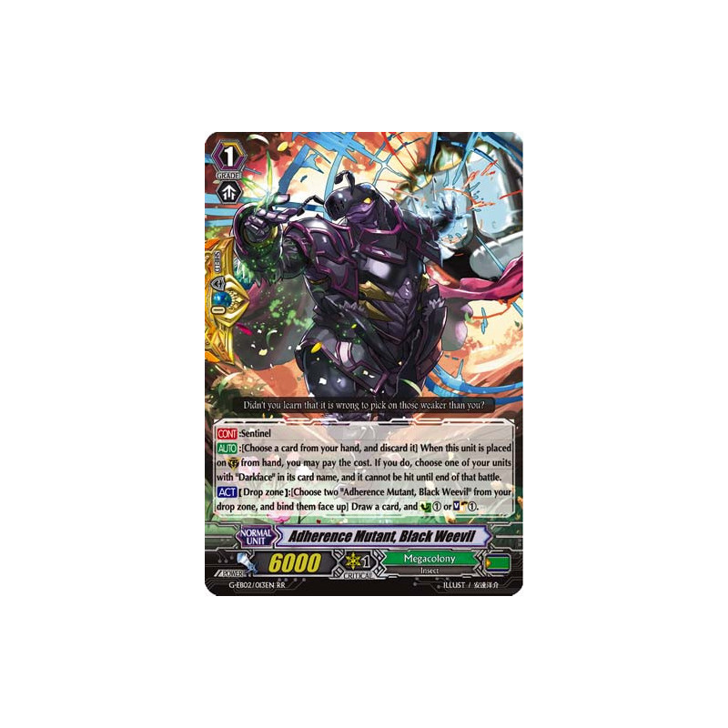 Vanguard_TCG_card_G-EB02_013EN_RR_Adherence_Mutant_Black_Weevil_The_AWAKENING_ZOO