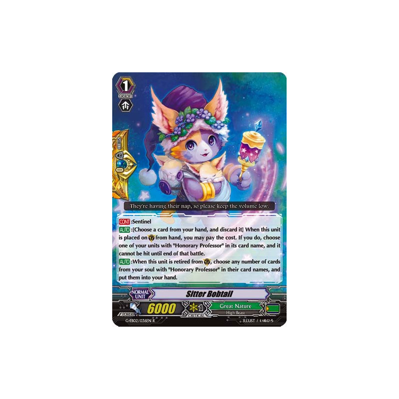 Vanguard_TCG_card_G-EB02_036EN_R_Sitter_Bobtail_The_AWAKENING_ZOO