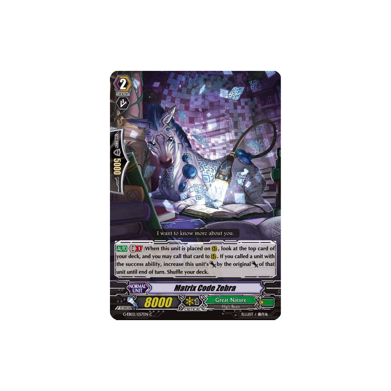 Vanguard_TCG_card_G-EB02_057EN_C_Matrix_Code_Zebra_The_AWAKENING_ZOO