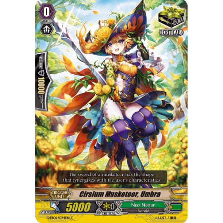 Vanguard_TCG_card_G-EB02_074EN_C_Cirsium_Musketeer_Umbra_The_AWAKENING_ZOO