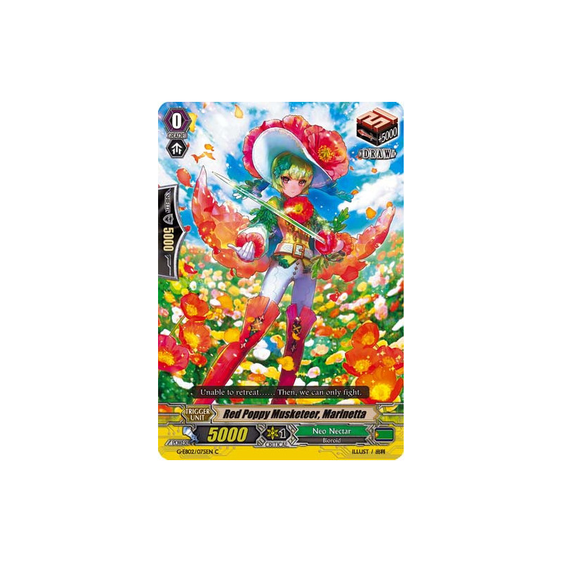 Vanguard_TCG_card_G-EB02_075EN_C_Red_Poppy_Musketeer_Marinetta_The_AWAKENING_ZOO