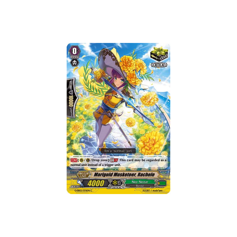 Vanguard_TCG_card_G-EB02_076EN_C_Marigold_Musketeer_Rachele_The_AWAKENING_ZOO