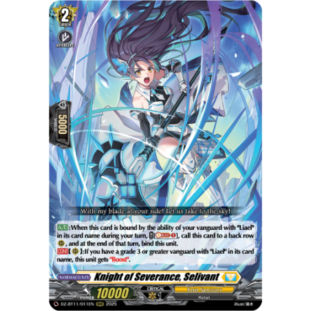 Vanguard_TCG_card_DZ-BT11_011EN_RRR_Knight_of_Severance_Selivant_Symphony_of_Might_Bloom