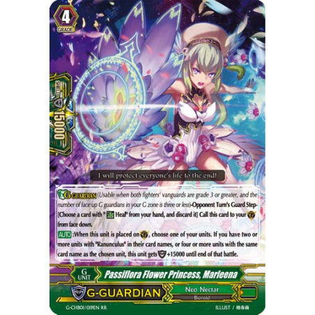 Vanguard_TCG_card_G-CHB01_019EN_RR_Passiflora_Flower_Princess_Marleena_TRY3_NEXT