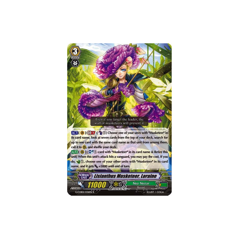 Vanguard_TCG_card_G-CHB01_036EN_R_Lisianthus_Musketeer_Loraine_TRY3_NEXT