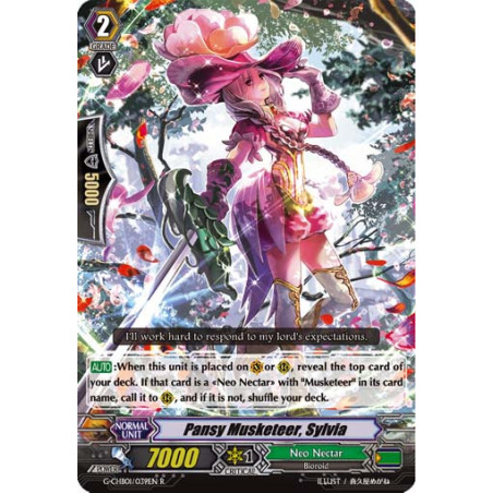 Vanguard_TCG_card_G-CHB01_039EN_R_Pansy_Musketeer_Sylvia_TRY3_NEXT