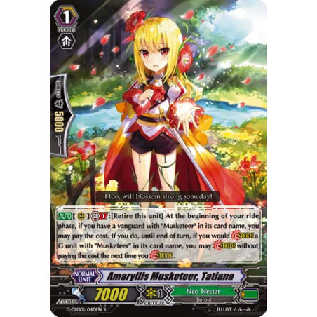 Vanguard_TCG_card_G-CHB01_040EN_R_Amaryllis_Musketeer_Tatiana_TRY3_NEXT