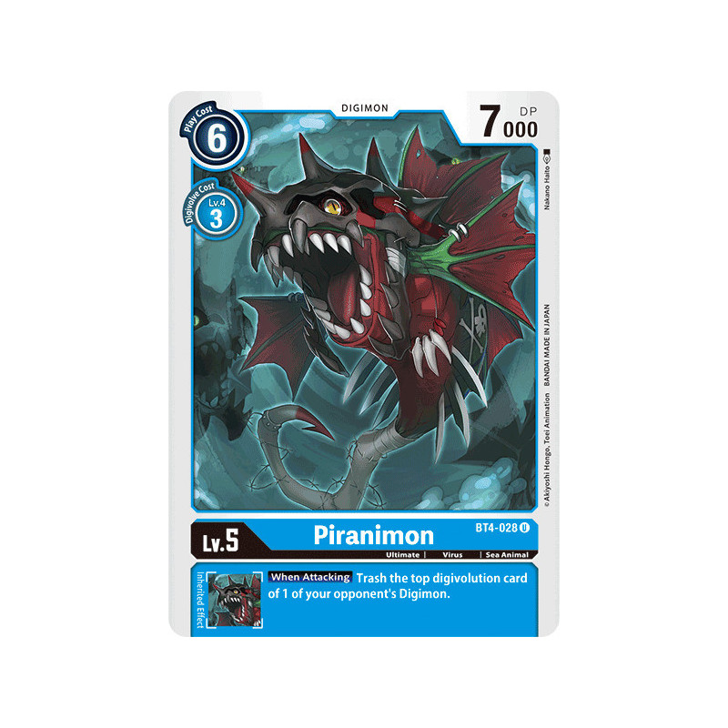 Digimon_TCG_BT4-028_Piranimon_Uncommon_Great_Legend_Card_Game