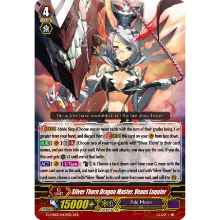 Vanguard_TCG_card_G-CHB03_003EN_RRR_Silver_Thorn_Dragon_Master_Venus_Luquier_Rummy_Labyrinth_Under_the_Moonlight