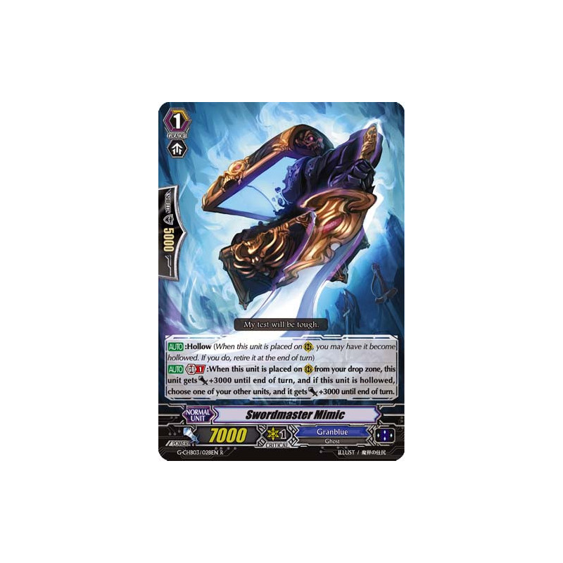 Vanguard_TCG_card_G-CHB03_028EN_R_Swordmaster_Mimic_Rummy_Labyrinth_Under_the_Moonlight