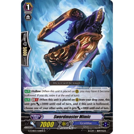 Vanguard_TCG_card_G-CHB03_028EN_R_Swordmaster_Mimic_Rummy_Labyrinth_Under_the_Moonlight