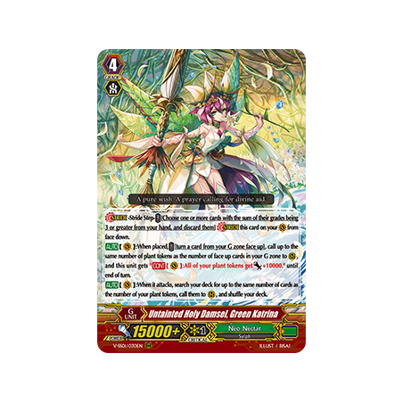 Vanguard_TCG_card_V-SS01_030EN_RRR_Untainted_Holy_Damsel_Green_Katrina_PREMIUM_COLLECTION_2019