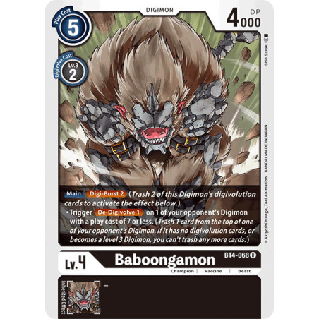 Digimon_TCG_BT4-068_Baboongamon_Uncommon_Great_Legend_Card_Game