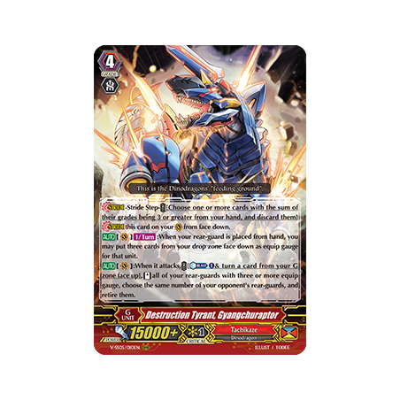 Vanguard_TCG_card_V-SS05_010EN_RRR_Destruction_Tyrant_Gyangchuraptor_PREMIUM_COLLECTION_2020