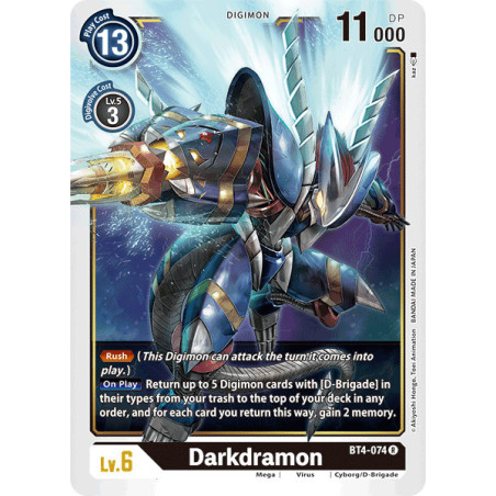 Digimon_TCG_BT4-074_Darkdramon_Rare_Great_Legend_Card_Game