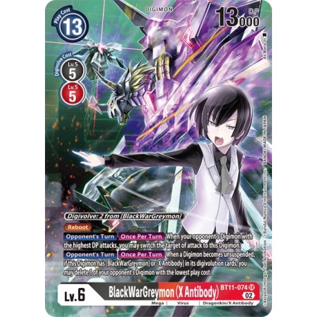 BT11-074 SR BlackWarGreymon (X Antibody) Digimon Parallel RareBT11-074 DigimonDIMENSIONAL PHASE