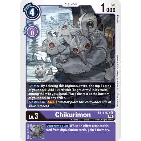 BT11-077 Foil/U Chikurimon Digimon BT11-077 Digimon
