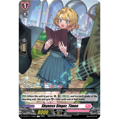 Vanguard_TCG_card_DZ-BT11_118EN_C_Shyness_Singer_Timee_Symphony_of_Might_Bloom