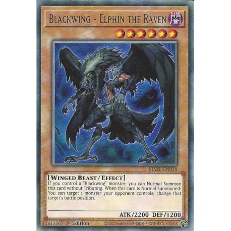 YGO MAZE-EN038 R Blackwing - Elphin the RavenMAZE-EN038 Yu-gi-oh
