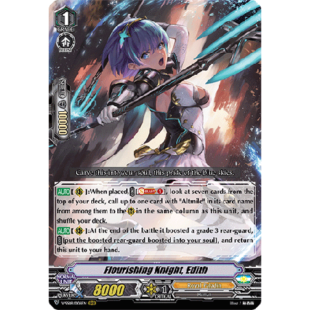 Vanguard_TCG_card_V-SS08_006EN_RRR_Flourishing_Knight_Edith_CLAN_SELECTION_PLUS_Vol.2