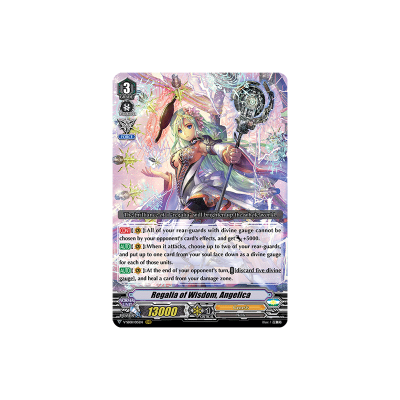 Vanguard_TCG_card_V-SS08_015EN_RRR_Regalia_of_Wisdom_Angelica_CLAN_SELECTION_PLUS_Vol.2