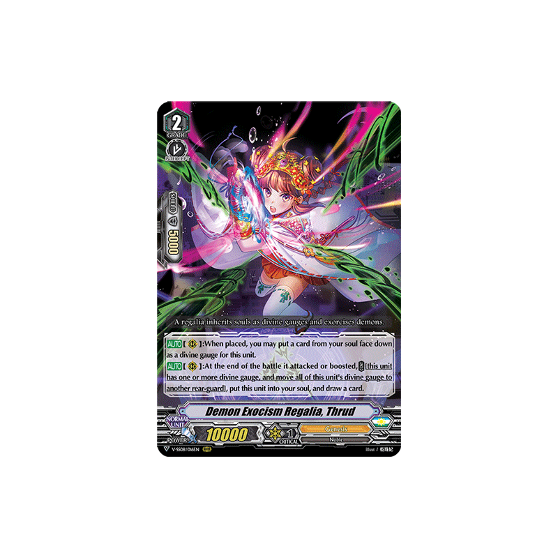 Vanguard_TCG_card_V-SS08_016EN_RRR_Demon_Exorcism_Regalia_Thrud_CLAN_SELECTION_PLUS_Vol.2