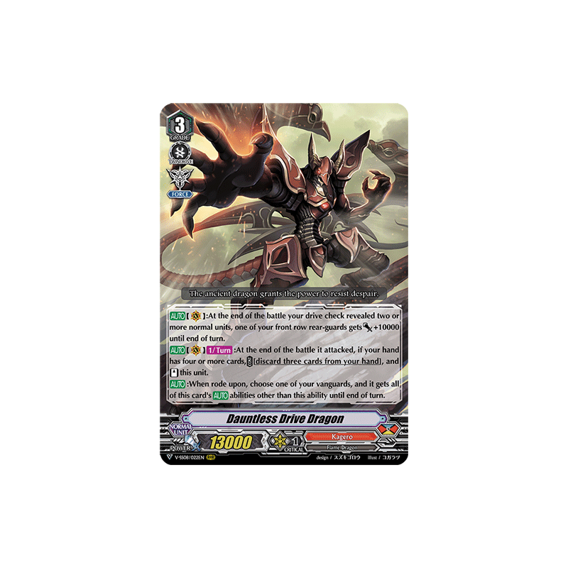 Vanguard_TCG_card_V-SS08_022EN_RRR_Dauntless_Drive_Dragon_CLAN_SELECTION_PLUS_Vol.2