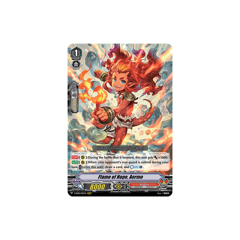 Vanguard_TCG_card_V-SS08_027EN_RRR_Flame_of_Hope_Aermo_CLAN_SELECTION_PLUS_Vol.2