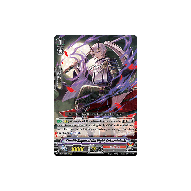 Vanguard_TCG_card_V-SS08_034EN_RRR_Stealth_Rogue_of_the_Night_Sakurafubuki_CLAN_SELECTION_PLUS_Vol.2