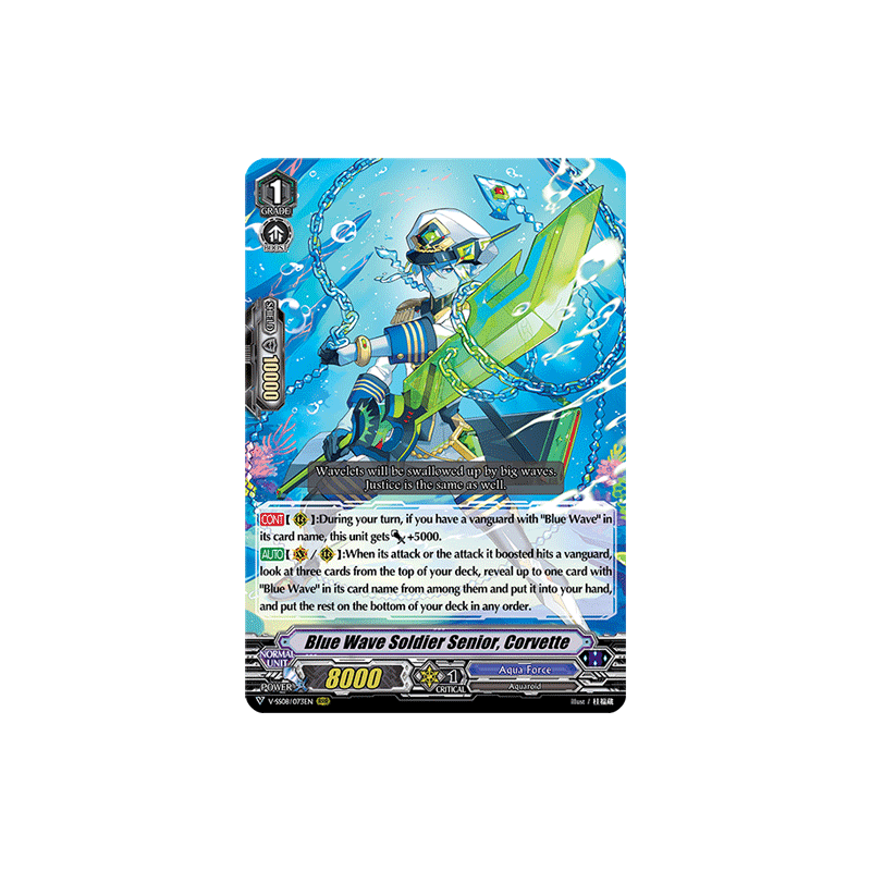 Vanguard_TCG_card_V-SS08_073EN_RRR_Blue_Wave_Soldier_Senior_Corvette_CLAN_SELECTION_PLUS_Vol.2