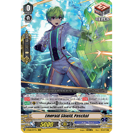 Vanguard_TCG_card_V-SS08_077EN_RRR_Emerald_Shield_Paschal_CLAN_SELECTION_PLUS_Vol.2