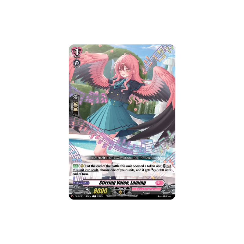 Vanguard_TCG_card_DZ-BT11_119EN_C_Stirring_Voice_Laming_Symphony_of_Might_Bloom