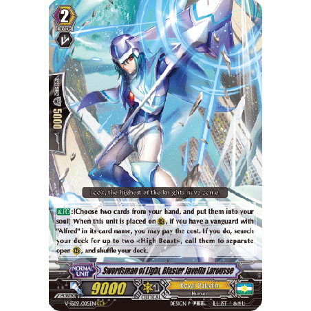 Vanguard_TCG_card_V-SS09_005EN_RRR_Swordsman_of_Light_Blaster_Javelin_Larousse_REVIVAL_SELECTION