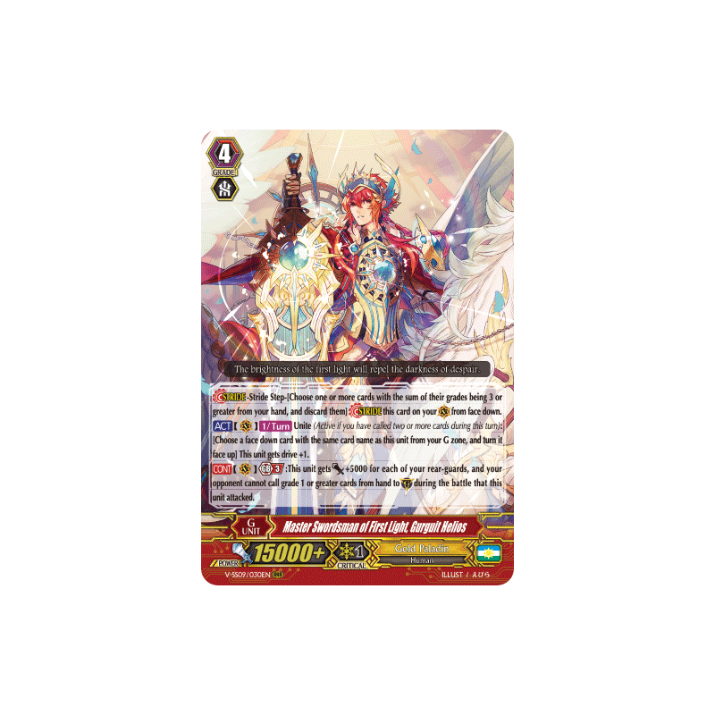 Vanguard_TCG_card_V-SS09_030EN_RRR_Master_Swordsman_of_First_Light_Gurguit_Helios_REVIVAL_SELECTION