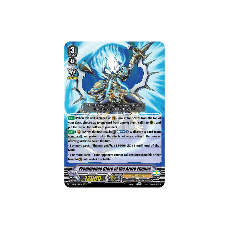 Vanguard_TCG_card_V-SS09_033EN_RRR_Prominence_Glare_of_the_Azure_Flames_REVIVAL_SELECTION