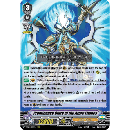 Vanguard_TCG_card_V-SS09_033EN_RRR_Prominence_Glare_of_the_Azure_Flames_REVIVAL_SELECTION