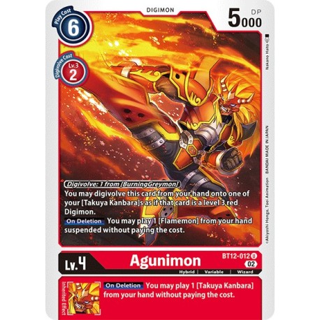 BT12-012 U Agunimon Digimon BT12-012 Digimon