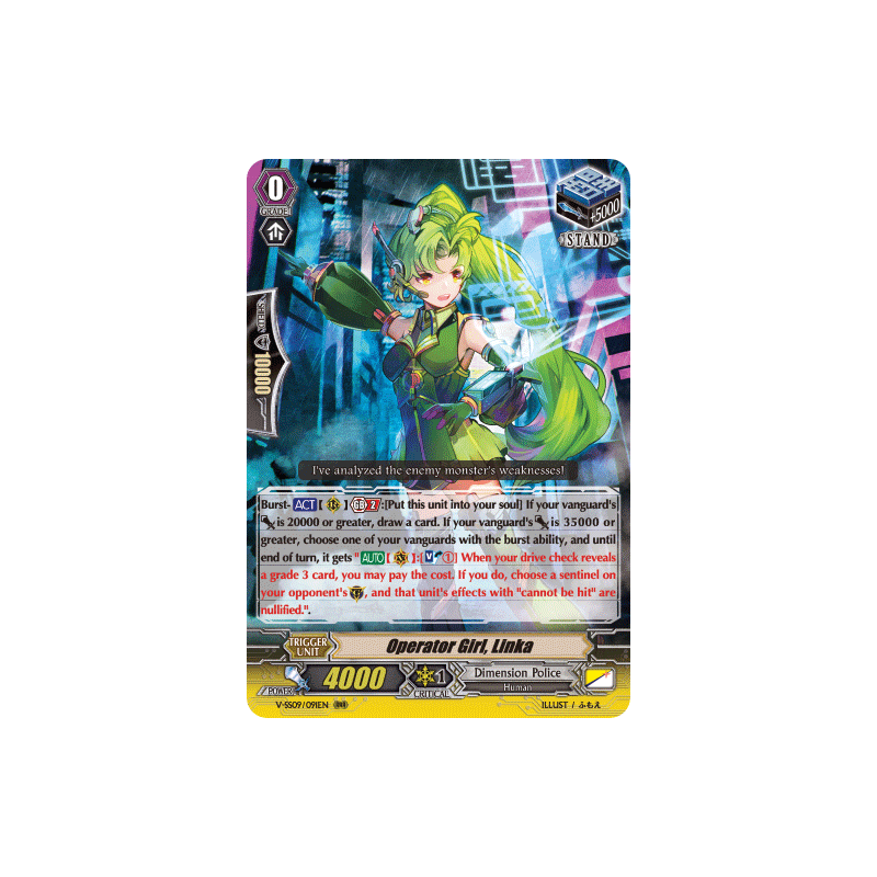 Vanguard_TCG_card_V-SS09_091EN_RRR_Operator_Girl_Linka_REVIVAL_SELECTION