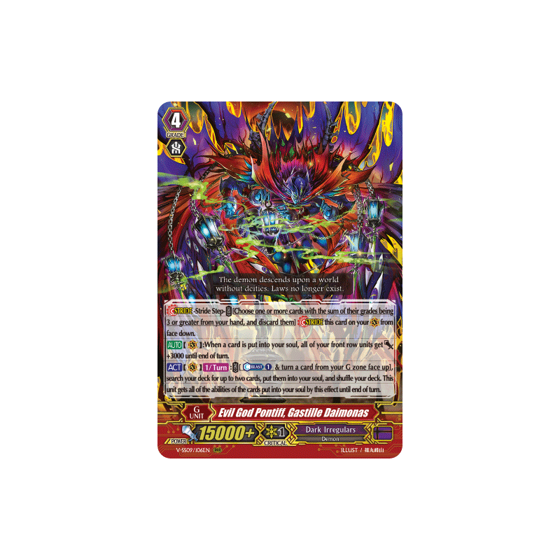 Vanguard_TCG_card_V-SS09_106EN_RRR_Evil_God_Pontiff_Gastille_Daimonas_REVIVAL_SELECTION