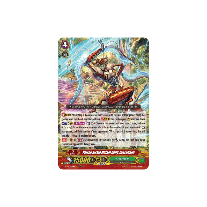 Vanguard_TCG_card_V-SS09_149EN_RRR_Poison_Sickle_Mutant_Deity_Overwhelm_REVIVAL_SELECTION
