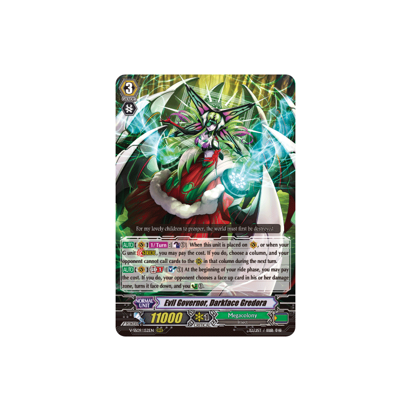 Vanguard_TCG_card_V-SS09_152EN_RRR_Evil_Governor_Darkface_Gredora_REVIVAL_SELECTION