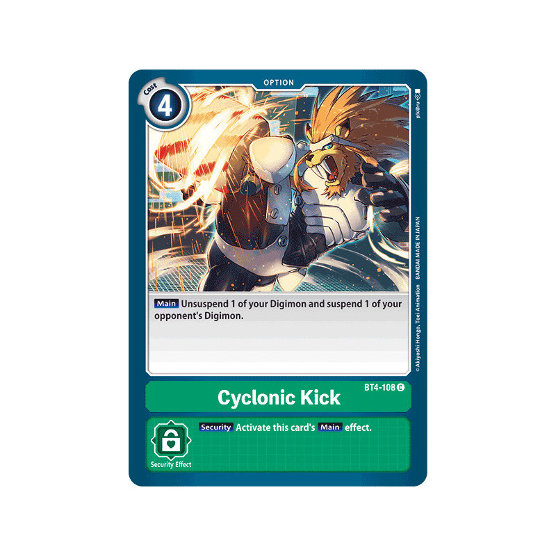 Digimon_TCG_BT4-108_Cyclonic_Kick_Common_Great_Legend_Card_Game
