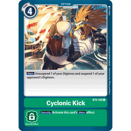 Digimon_TCG_BT4-108_Cyclonic_Kick_Common_Great_Legend_Card_Game