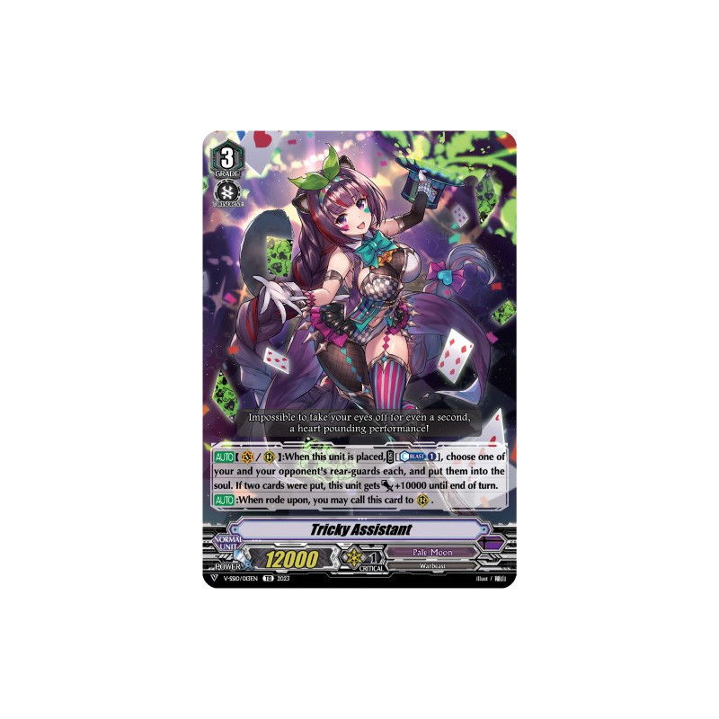 Vanguard_TCG_card_V-SS10_013EN_Foil_Tricky_Assistant_Premium_Battle_Deckset_2023