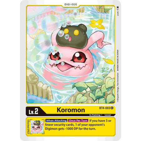 Digimon_TCG_BT4-003_Koromon_Uncommon_Great_Legend_Card_Game