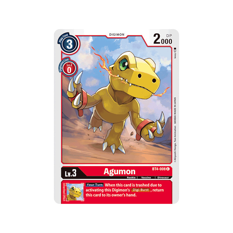 Digimon_TCG_BT4-008_Agumon_Common_Great_Legend_Card_Game