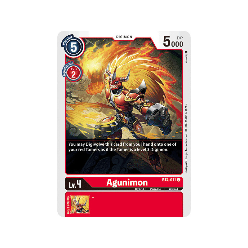 Digimon_TCG_BT4-011_Agunimon_Uncommon_Great_Legend_Card_Game