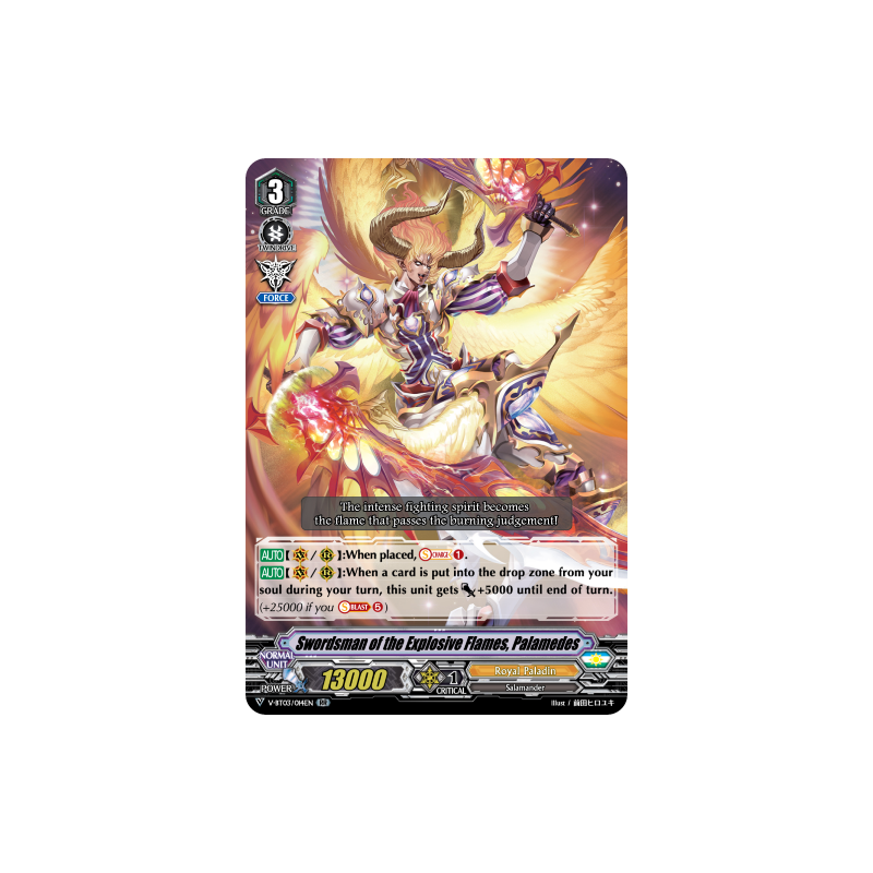 Vanguard_TCG_card_V-BT03_014EN_RR_Swordsman_of_the_Explosive_Flames_Palamedes_Miyaji_Academy_CF_Club