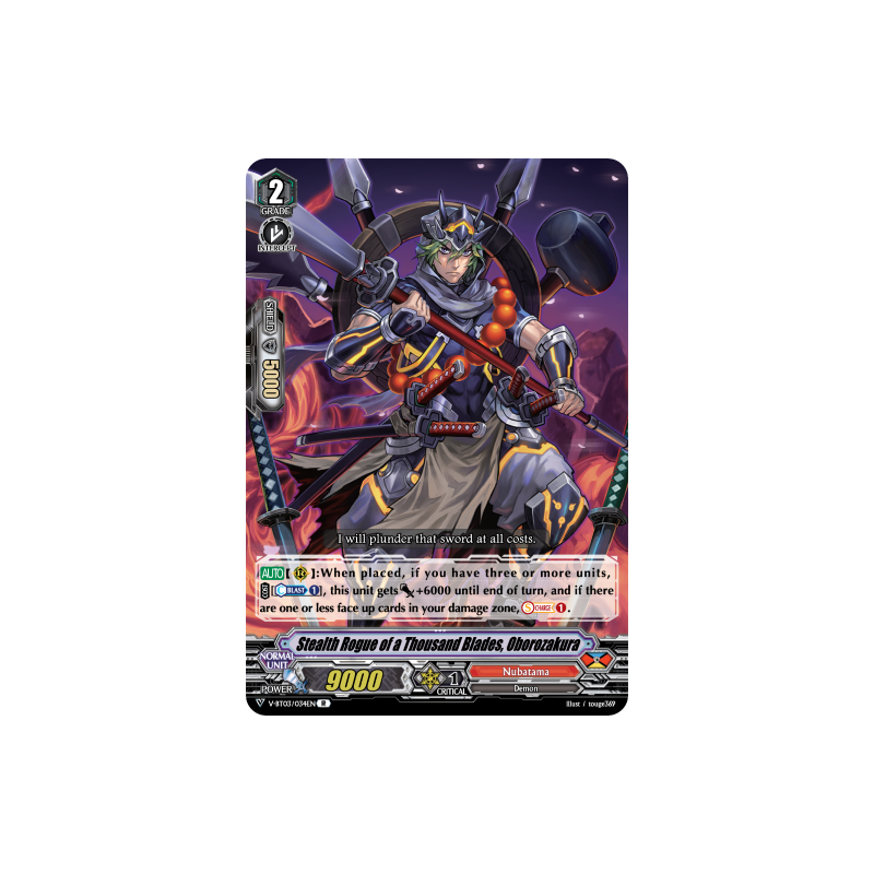 Vanguard_TCG_card_V-BT03_034EN_R_Stealth_Rogue_of_a_Thousand_Blades_Oborozakura_Miyaji_Academy_CF_Club